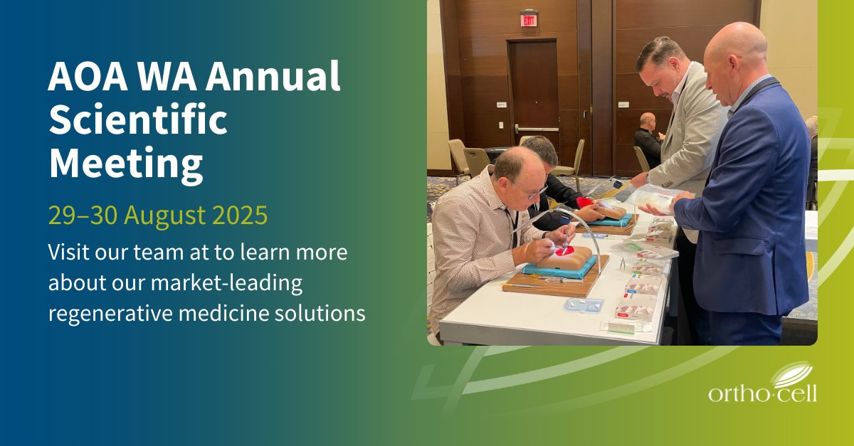 Orthopaedic Meeting | #Orthocell is proud to be an Exhibition Sponsor at the AOA WA Annual Scientific Meeting, 29–30 August 2025 at the Ritz-Carlton in Perth. Visit our team to learn more about our market-leading medical devices.