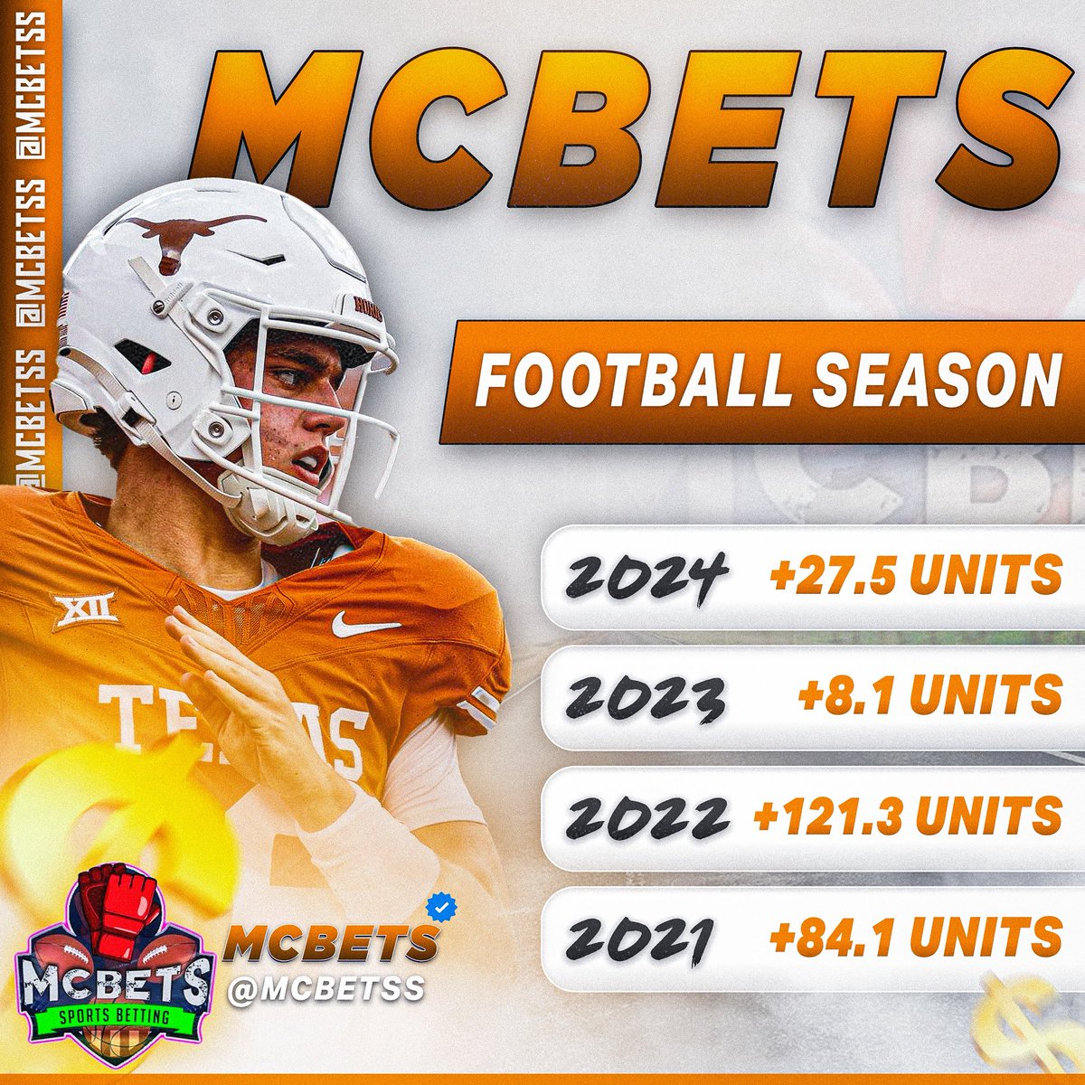 McBetss's tweet photo. Early Bird Football PROMO🏈

🤯$150 OFF our 7 month package🤯 

For $1.20/day you get ⬇️
- ALL NFL🏈
- ALL NCAAF🏈
- ALL NCAAB🏀
- ALL NBA🏀
- ALL MLB⚾️

💎The BIGGEST discount ever offered💎

7 Month VIP FLASH SALE ⬇️
https://t.co/HD0NvX0UNF https://t.co/ojP7LsZtE3