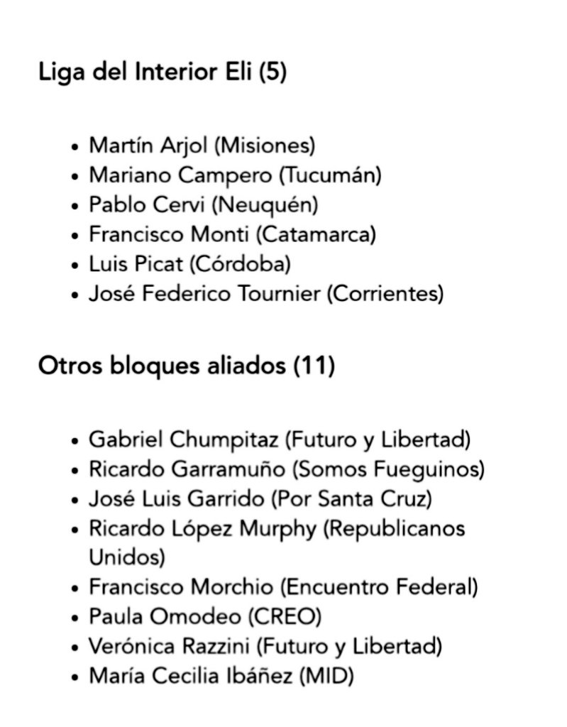 .
ESTOS SON LOS DIPUTADOS QUE APOYARON EL VETO DE MILEI
.