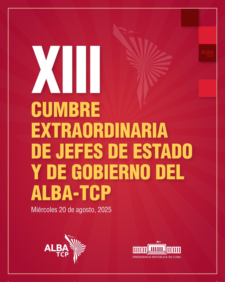 🇨🇺| El presidente <a href="/DiazCanelB/">Miguel Díaz-Canel Bermúdez</a> participa en la XIII Cumbre Extraordinaria de Jefes de Estado y de Gobierno del <a href="/ALBATCP/">ALBA</a>, mecanismo de integración fundado por los líderes latinoamericanos #Fidel y #Chavez.

🧵