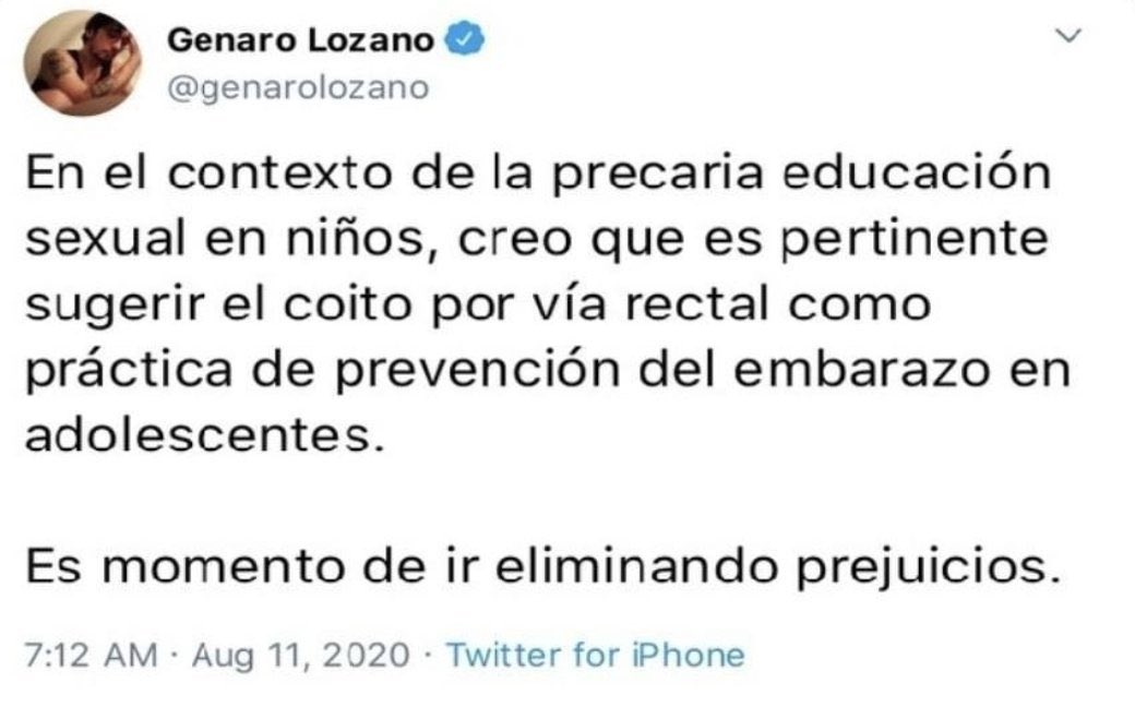 El juntapalabras (@eljuntapalabras) on Twitter photo <a href="/Pat_MercadoC/">Patricia Mercado</a> <a href="/genarolozano/">Genaro Lozano 🌈</a> No diga estupideces, señora.
Bastante deteriorada está ya la imagen de México en el plano internacional como para mandar un homosexual con una agenda perversa y sin ninguna experiencia diplomática. <a href="/Pat_MercadoC/">Patricia Mercado</a> <a href="/genarolozano/">Genaro Lozano 🌈</a> No diga estupideces, señora.
Bastante deteriorada está ya la imagen de México en el plano internacional como para mandar un homosexual con una agenda perversa y sin ninguna experiencia diplomática.