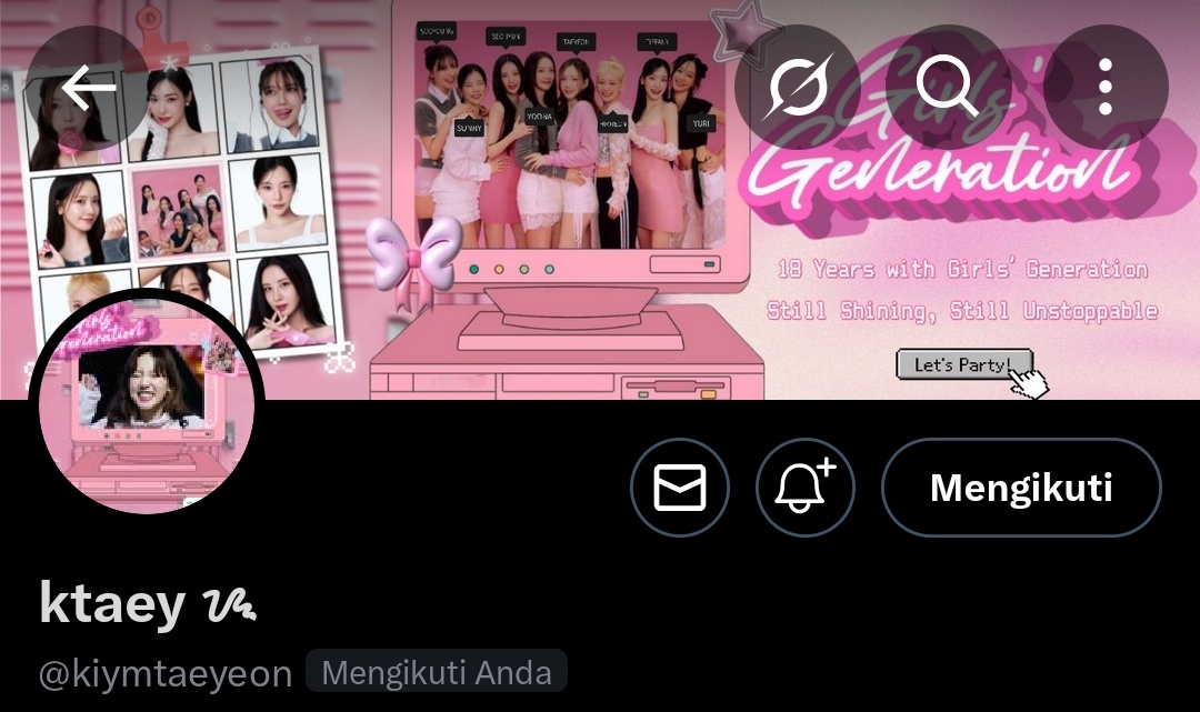 Example :

Happy Anniversary, Girls’ Generation! Forever one, forever loved. Thank you for 18 years of music, love &amp; inspiration. May this new chapter be filled with happiness, health, and endless love.  @VE89TIFFANY

#SoSweet18