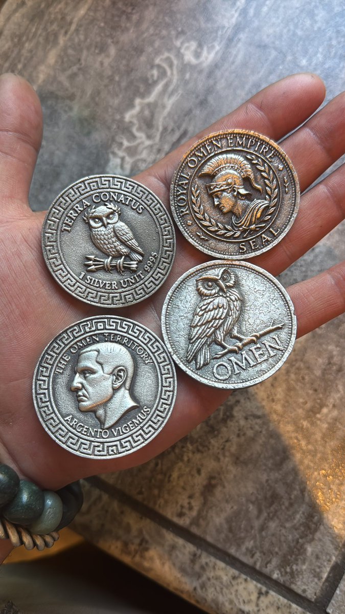 Been a while since I posted on X. IG gets more regular updates if you want more omen content. Enjoy these prototypes of coinage from the Royal Omen Empire, and the New Omen Territory. What I am building is more than a business or collectibles, I am working on a new culture.