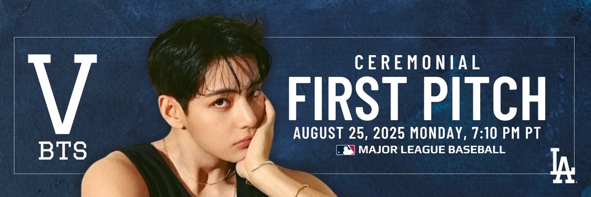 VGlobalUnion's tweet photo. ⚾️ GAME DAY HEADERS for Taehyung’s historic first pitch at Dodger Stadium 💙 https://t.co/jUesOVQ27X