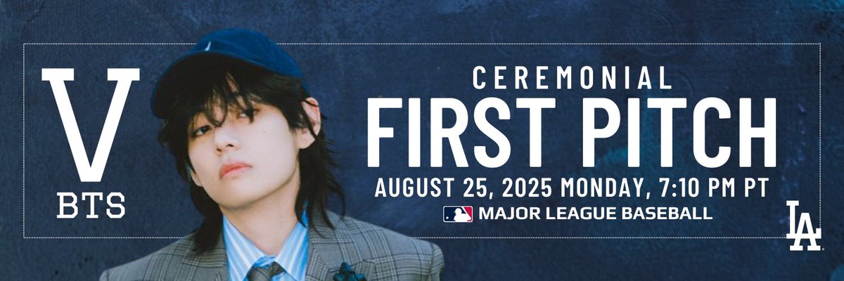 VGlobalUnion's tweet photo. ⚾️ GAME DAY HEADERS for Taehyung’s historic first pitch at Dodger Stadium 💙 https://t.co/jUesOVQ27X