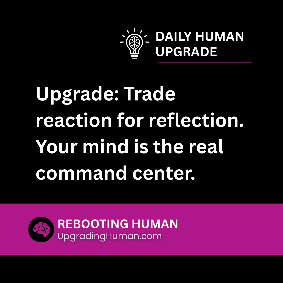 TheBOLDERway's tweet image. 💡 Trade reaction for reflection. Your mind is the real command center.

#DailyUpgrade #Mindset #RebootingHuman #UpgradingHuman #USA