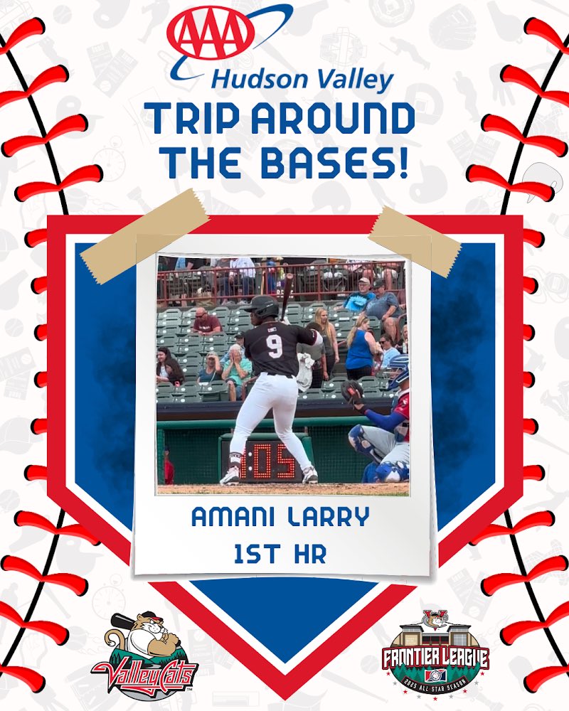 ValleyCats's tweet photo. Anyone need a reminder? Amani Larry mashed his first HR of his professional career last night! 

This trip around the bases is presented by @AAAHudsonValley!

#VamosGatos #Forthe518 https://t.co/2NodeV2oOL