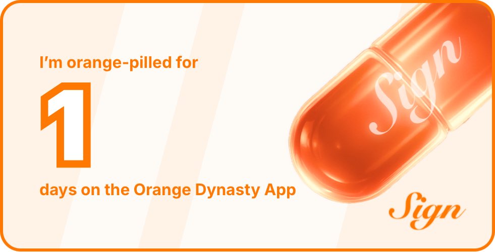 I've been Orange-Pilled and Seeing Signs for 1 days 👀🧡🐉.Join the app and be a better version of yourself!
orange.sign.global/app?user=W25KV…