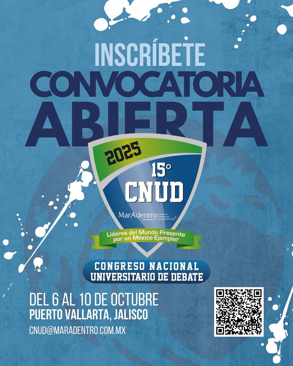 ✨📢 ¡El momento ha llegado!
Hoy se abre la convocatoria oficial del 15º Congreso Nacional Universitario de Debate (CNUD) 🗣️🔥

👉 Consulta las bases e inscríbete 
🔗 Síguenos para más información:
IG: @maradentroac o contáctanos en CNUD@maradentro.com.mx