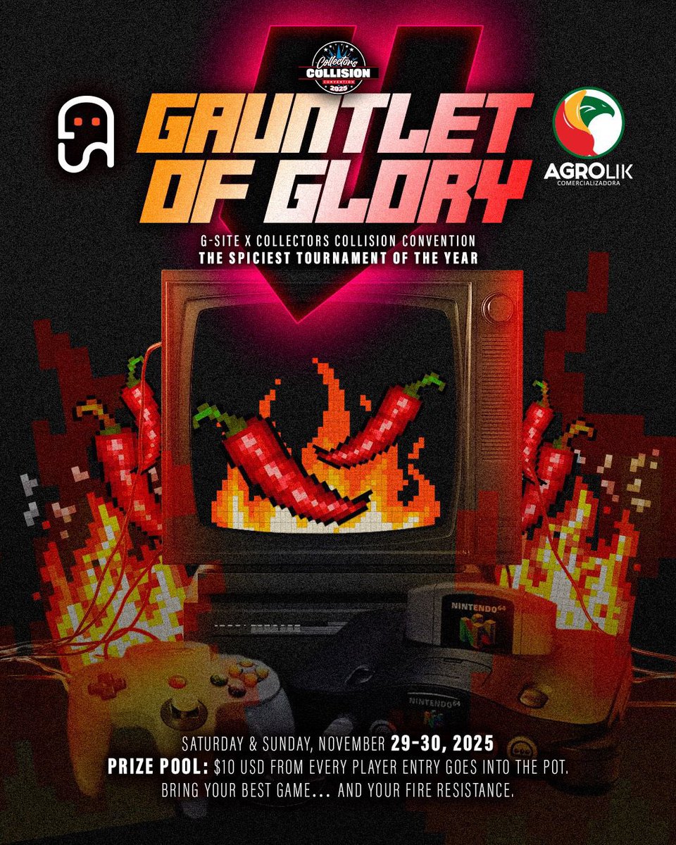 🔥🎮 The Gauntlet Awaits 🎮🔥

Only the best will rise in the Spiciest Tournament of the Year, where skill meets fire, and champions are forged 🌶️👑

📅 November 29–30, 2025
💰 $10 from every entry goes to the prize pool
🎯 Featured Game: SSBU – Singles
⏳ Early Bird ends August
