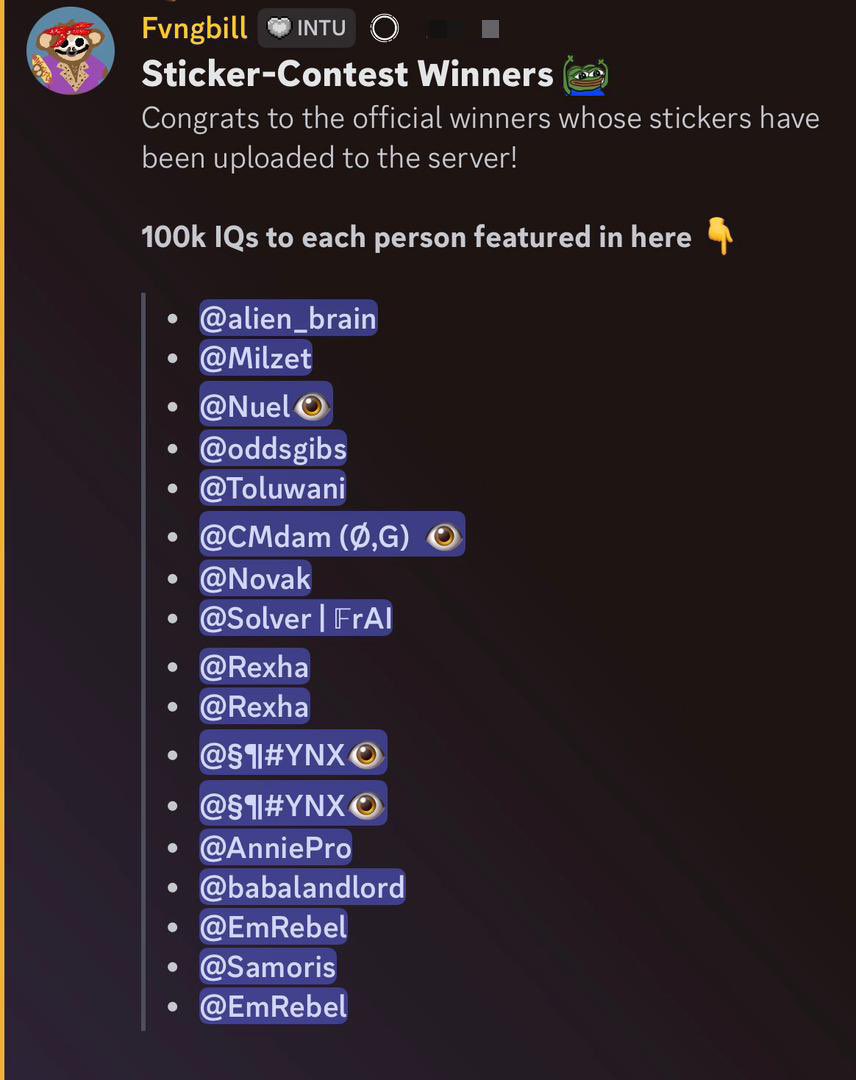 G12 (@bashtee_1) on Twitter photo Congratulations to the winners whose stickers have been uploaded to the server
Always $trust your intuition I’ll be participating next week I hope I win too
Gtrust <a href="/0xIntuition/">Intuition 👁️</a> armies Congratulations to the winners whose stickers have been uploaded to the server
Always $trust your intuition I’ll be participating next week I hope I win too
Gtrust <a href="/0xIntuition/">Intuition 👁️</a> armies