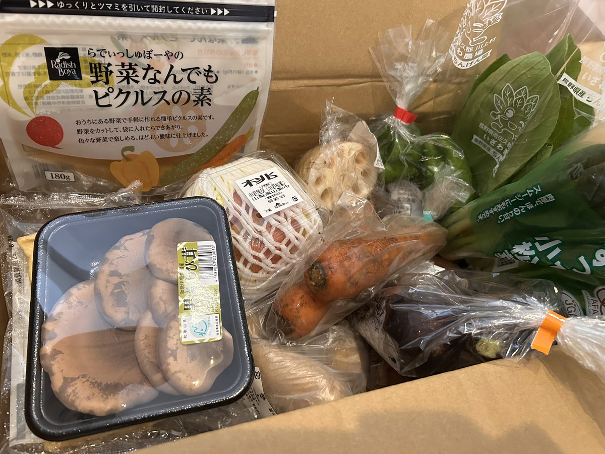 有機栽培、低農薬野菜の
取り寄せてみたら15種類の
野菜と果物😍
旬なもの不揃い色々だけど
フードロスを防げるなら応援したい