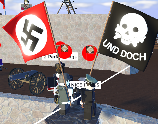 A13Xater's tweet image. I was playing a game set in the Napoleonic Wars and I saw this, I don't know what to say... I am impressed that there are still nazis in roblox. :/
 #FreeSchlep #CancelRoblox
