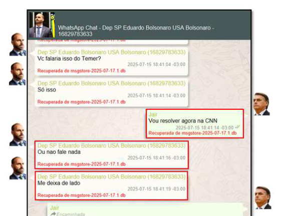 delucca's tweet photo. Eduardo Bolsonaro: você falaria isso do [Michel] Temer? Só isso 🧐
Jair Bolsonaro: Vou resolver agora na CNN 👏
Eduardo Bolsonaro: Ou não fale nada. Me deixe de lado 😥 https://t.co/1048GGmOh0