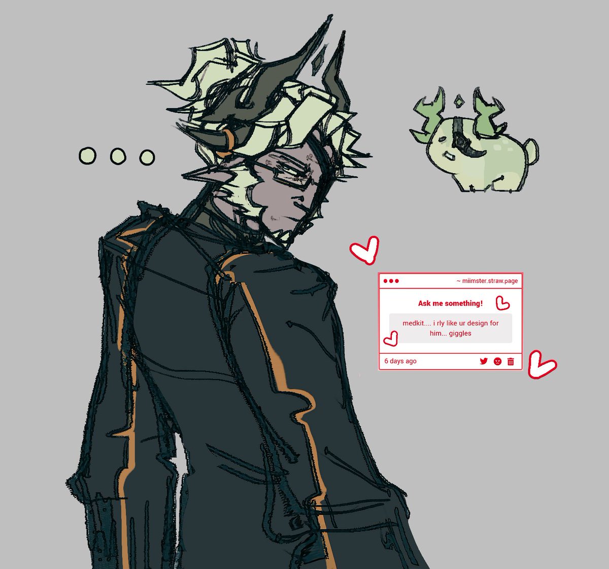 Eeeek, I'm glad you like my Medkit design, the first time I ever drew him was so astronomically bad, I just had to recook and do him justice, I couldn't leave him like that, he's one of my favorite designs yet