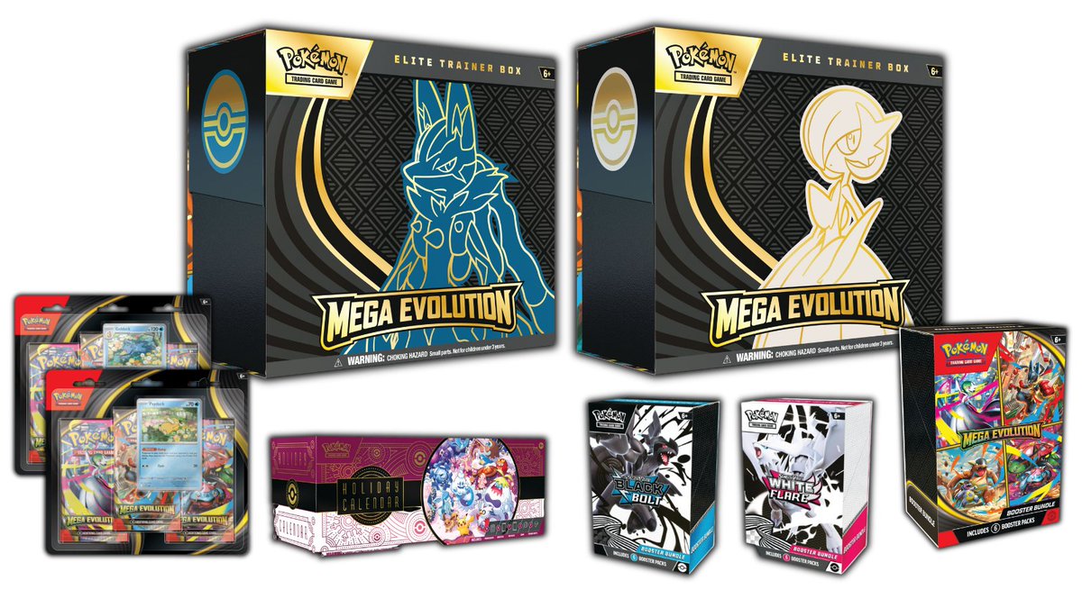 Mega Evolution Preorders &amp; More up at Walmart! 🧬

Lucario ETB: buff.ly/L4SjfQW
Gardevoir ETB: buff.ly/XAZGO6s
Booster Bundle: buff.ly/Rav1pch
3-Pack Blisters: buff.ly/Q4QB1wG
Black Bolt Bundle: buff.ly/VTA7rFY
White Flare Bundle: