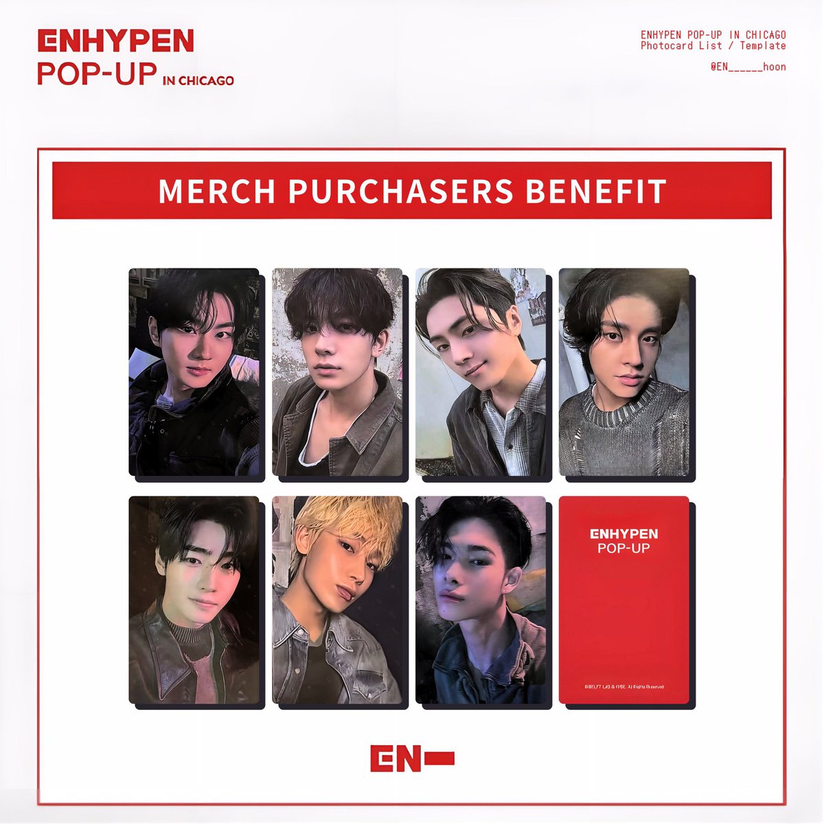 blossomsgetaway's tweet photo. ok guys who knows the value of the enhypen pop up pc's??? i have a bunch i want to sell but not sure on prices. technically i got them for every $40 spent so i would think -$40 but i see people selling for higher and lower. any suggestions?? for singles and ot7 sets https://t.co/xMvhqVW7oS