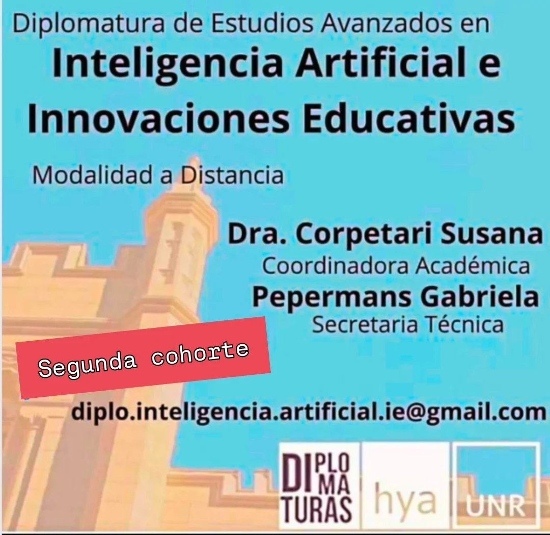PepermansPs's tweet photo. Tenés un título de 4 años o más y muchas ganas de formarte en IA? Sumate a la segunda cohorte de la Diplo. Solicitá info al mail del flyer.
Facultad de Humanidades y Artes
@UNRoficial https://t.co/MLWTEhI1up