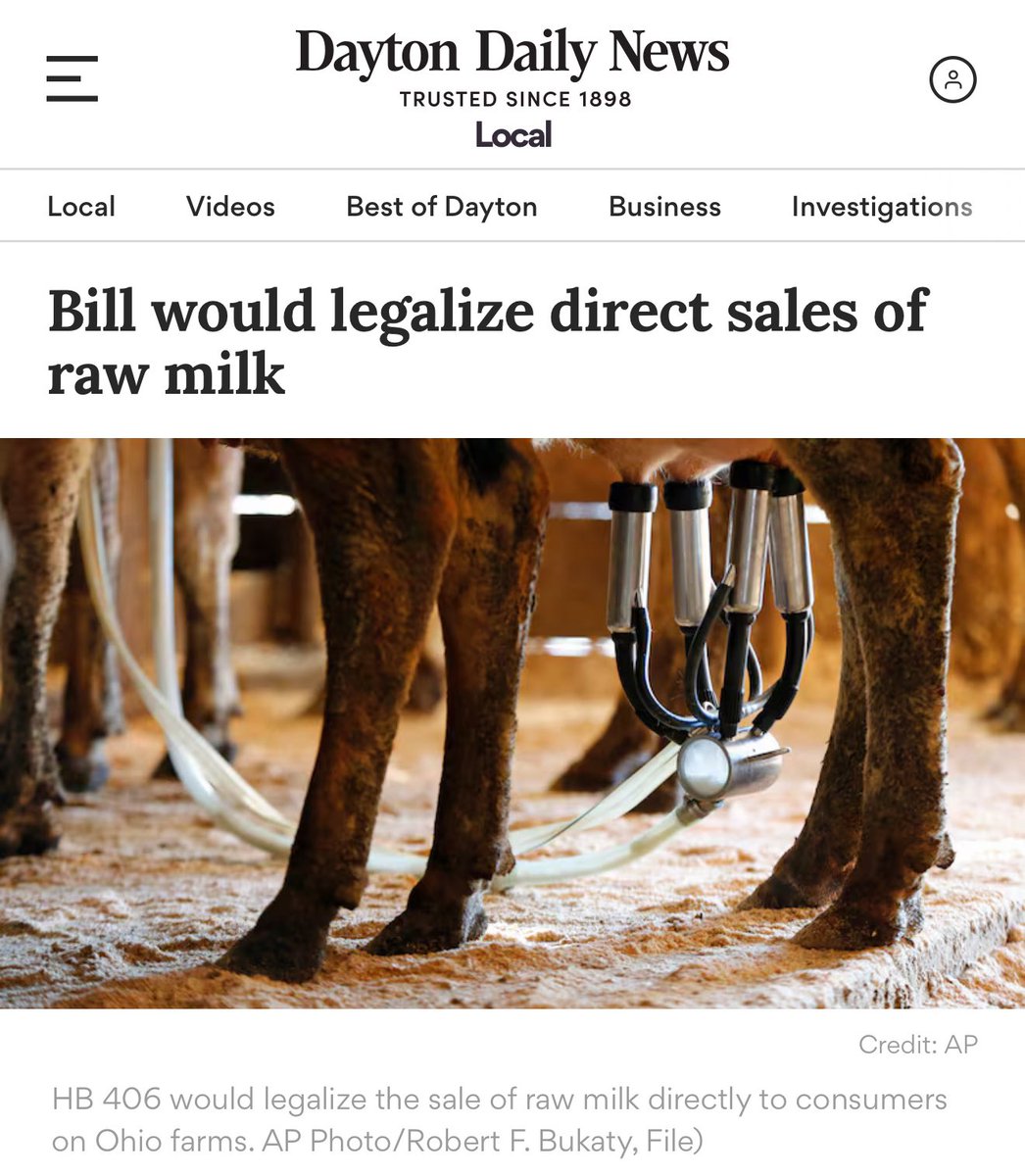 🚨 BREAKING: OHIO: Raw Milk Revolution Incoming

A new bill (HB 406) would legalize direct farm-to-consumer raw milk sales.

No more herdshares. No more middlemen. Just clean, local milk straight from the source.

Support Ohio’s farmers. Support HB 406.