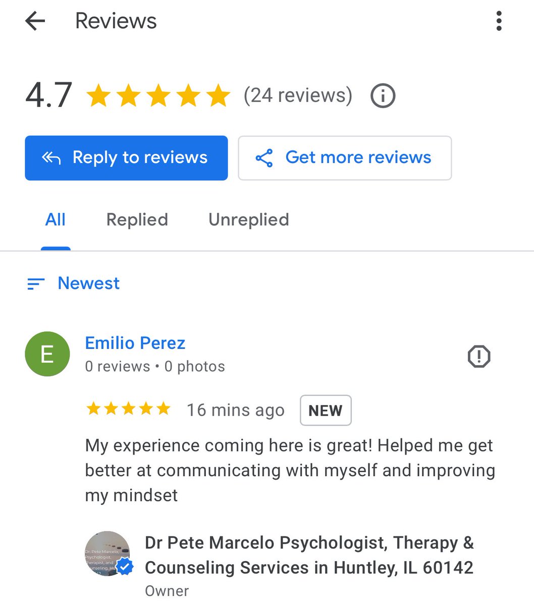 In person and teletherapy serving Illinois with Office in Huntley, IL 60142. 
#therapist #counseling #psychologist #lifecoach
#www.drpetemarcelo.org #anxiety #googlereview #health #stress #therapy  #mentalhealth #marriagecounseling #depression #mindfulness #psychologist #cbt