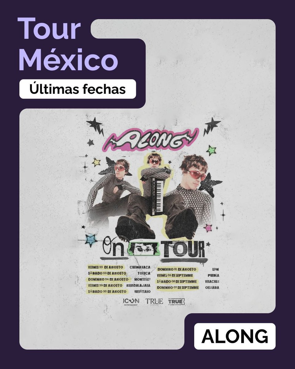 ¡Últimas fechas de <a href="/ALONGMUSIC/">ALONG</a> ON TOUR en México!
Después de recorrer más de 10 ciudades, ALONG llega a la recta final de su tour.
No te pierdas la oportunidad de vivirlo en vivo. 🎵💫