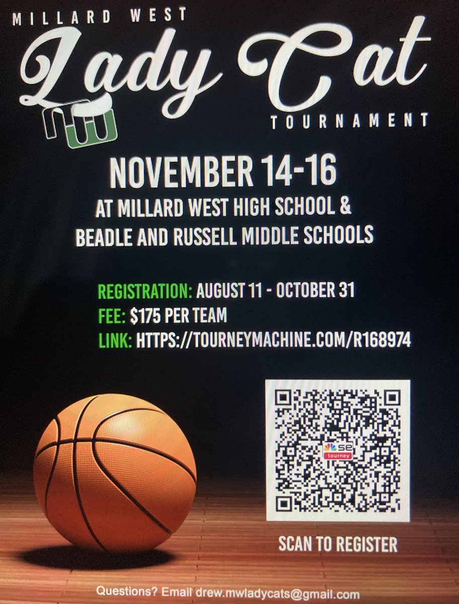 MW Lady Cats Basketball (@mwladycatfeeder) on Twitter photo Registration is open!!! Come compete in one of the longest running youth girls basketball tournaments in the state. Great competition, great facilities, great prices. <a href="/MWHSactivities/">Millard West Activities</a> <a href="/MilWestLadyCats/">Millard West GBB</a> <a href="/PLHSHOOPS/">Monarch Basketball</a> <a href="/PLSouthGBB/">PLVS GBB</a> <a href="/NebraskaAttack/">Nebraska Attack UAA</a> <a href="/MHSCrusaderGBB/">Marian Basketball</a> <a href="/bhsbadgersgbb/">Bennington Girls Basketball</a> Registration is open!!! Come compete in one of the longest running youth girls basketball tournaments in the state. Great competition, great facilities, great prices. <a href="/MWHSactivities/">Millard West Activities</a> <a href="/MilWestLadyCats/">Millard West GBB</a> <a href="/PLHSHOOPS/">Monarch Basketball</a> <a href="/PLSouthGBB/">PLVS GBB</a> <a href="/NebraskaAttack/">Nebraska Attack UAA</a> <a href="/MHSCrusaderGBB/">Marian Basketball</a> <a href="/bhsbadgersgbb/">Bennington Girls Basketball</a>
