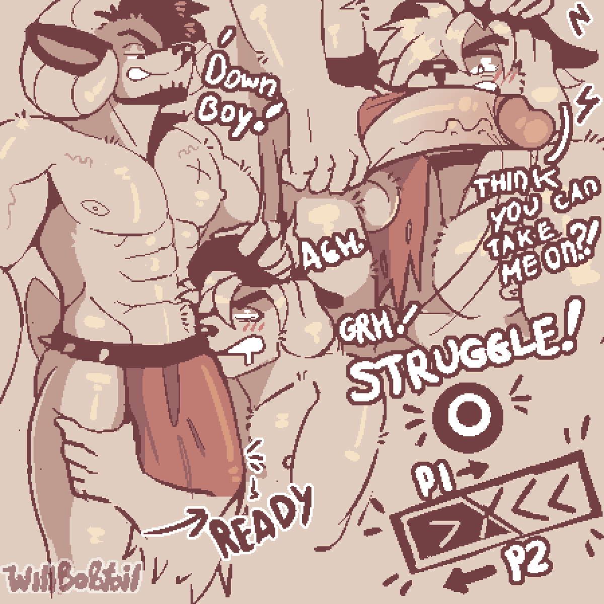 [Newbie vs Master page 3/?] 

Domination continiues! 
Seems like P2 is about to "Deal some damage" again.
His "sword" is ready.🗡️