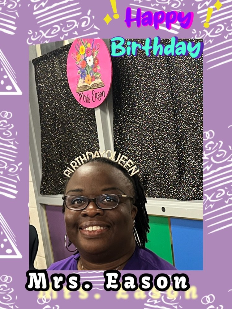Happy Birthday, Mrs. Eason! 🎂📖
From storytime smiles to epic book adventures, you make Eastlawn shine. Wishing you a birthday full of excellence and joy! 💜 #PantherPride #LibraryLove

¡Feliz cumpleaños, Mrs. Eason! 📚🎉 ¡Le deseamos un cumpleaños de excelencia en Eastlawn! 💜