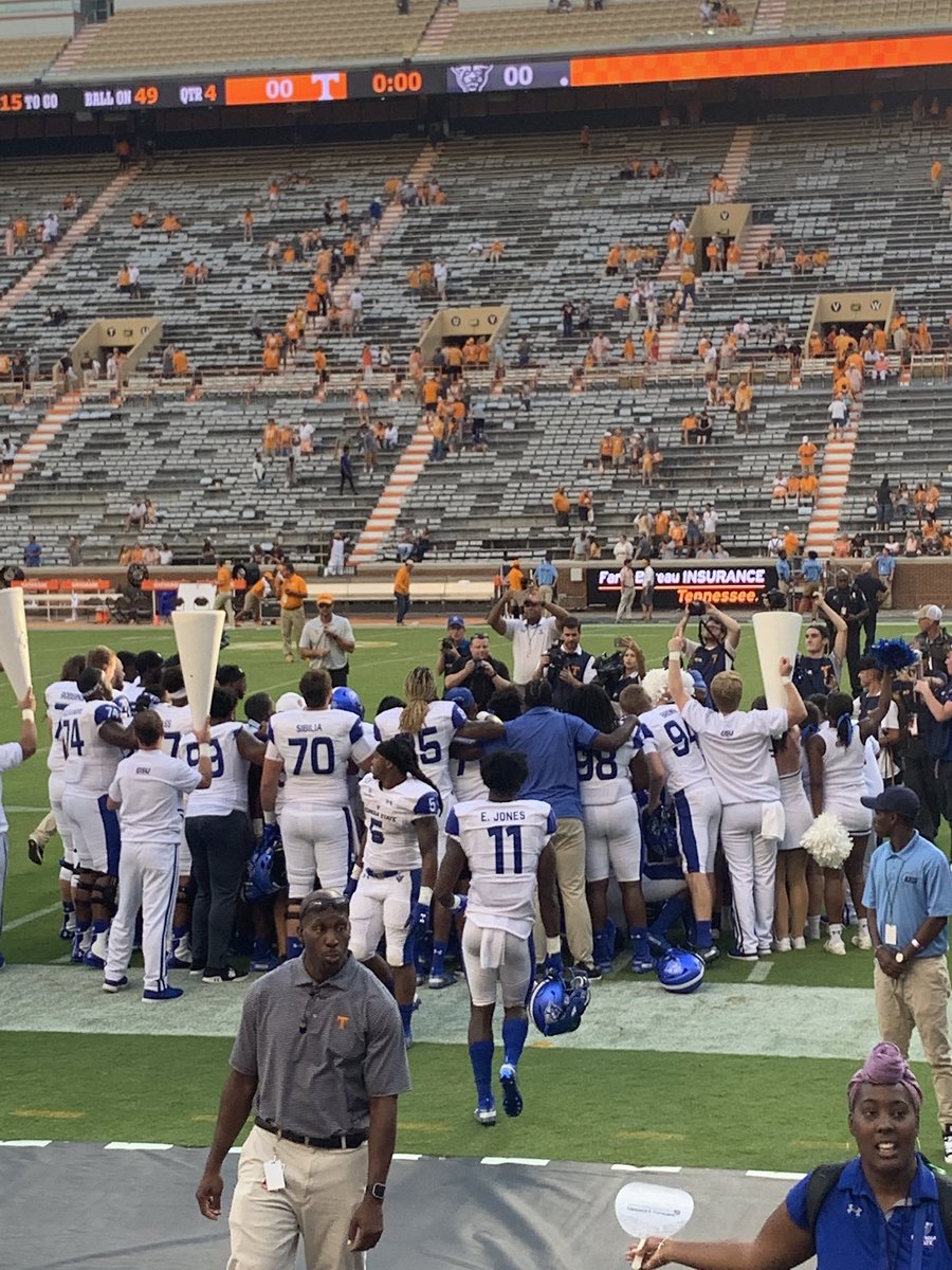 GSU_Man's tweet photo. @CoachSElliott And it was not even close! THE DAY THE PANTHERS ROCKED ROCKY TOP!  👏👏
Thank you Coach Elliott 👊#PantherFamily #LitItBlue #ItJustMeantMore #SoundTheHorn https://t.co/pBcy6fmxLp