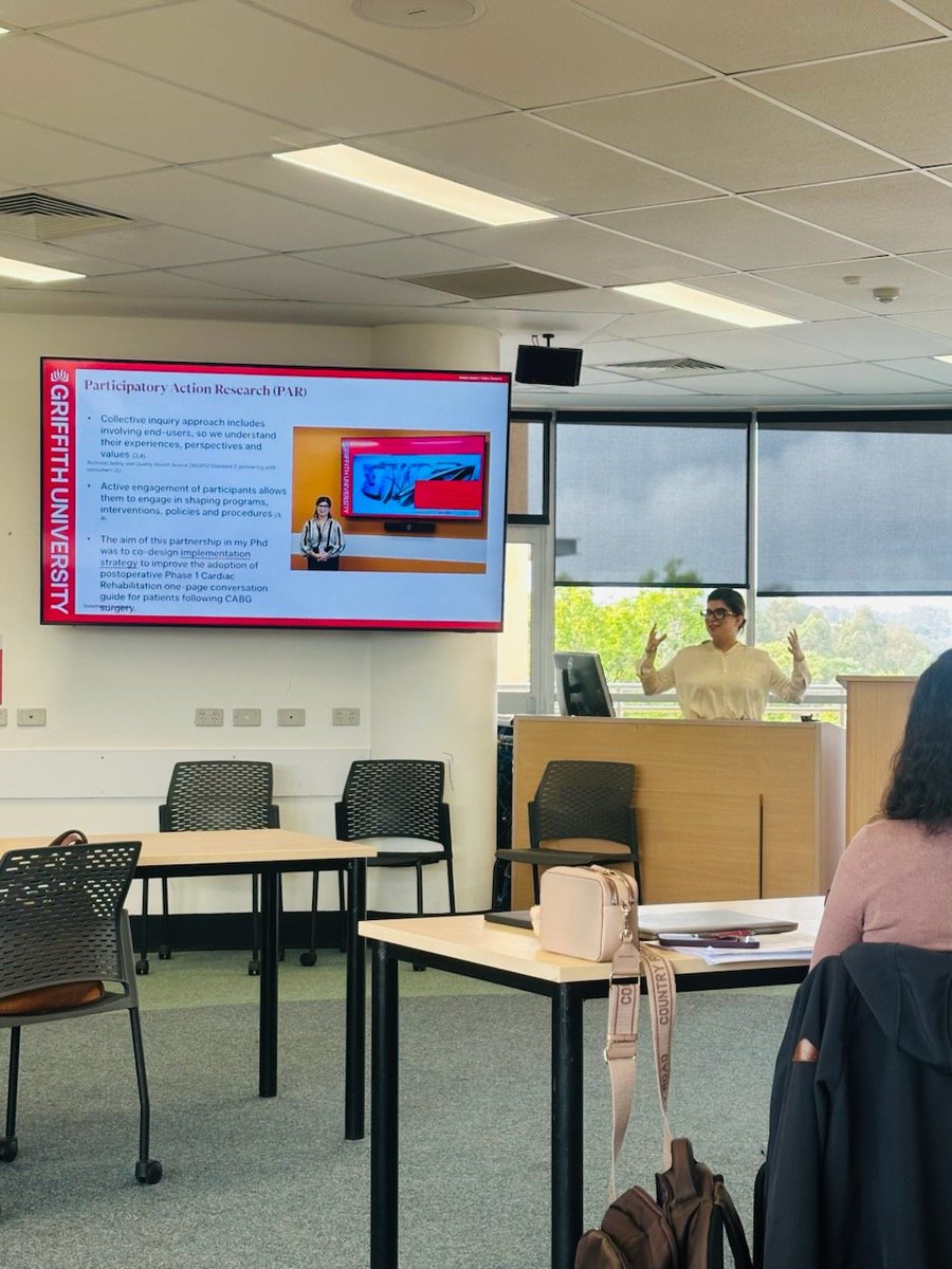 DimaNasrawi's tweet photo. Presenting today @GriffithNursing around #participatoryactionresearch #codesignstudies #endusers #consumerengagement #postoperativecare #cardiacsurgery #inpatientcardiacrehabilitation https://t.co/DWJoqSNtvY