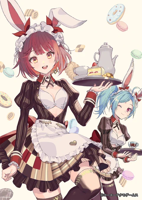 今日は #バニーの日 テスのお願いで、ソフィーもウエイトレスに!? みなさんはどんなメニューを注文しますか? イラストは吟()さん描き下ろし #レスレリ