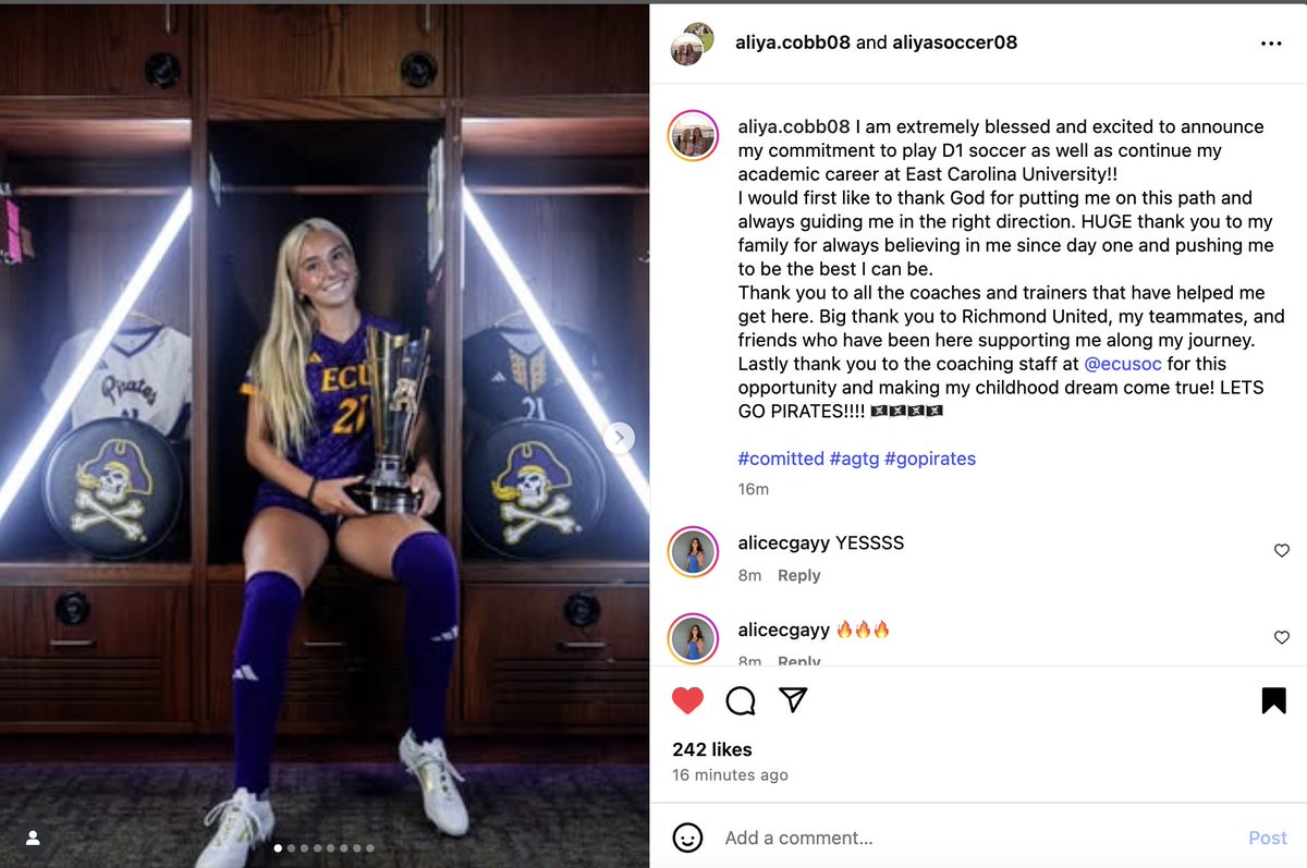 Congratulations ❤️!! Another #ECNL player has verbally committed to play college soccer!!