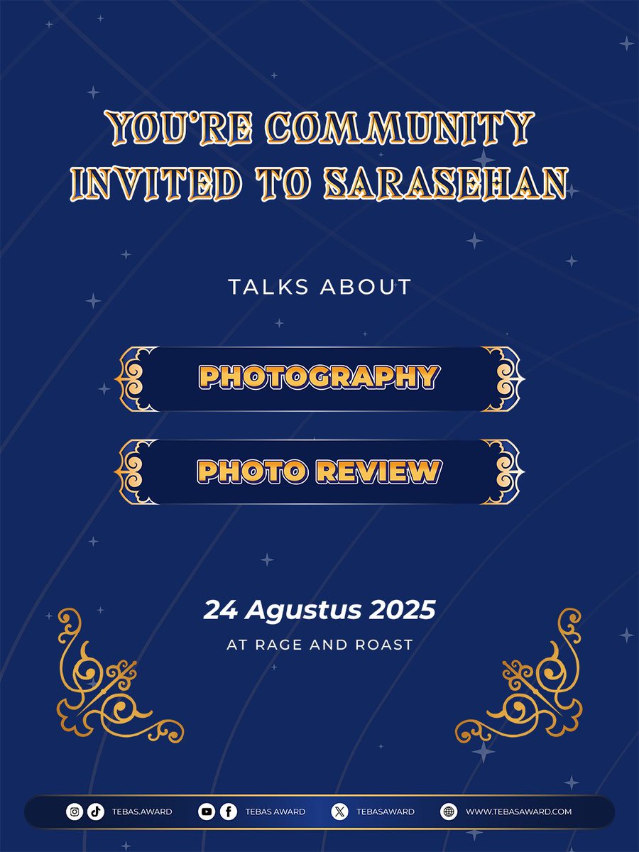 YOUR COMMUNITY INVITED TO: SARASEHAN KOMUNITAS

Hi kreator multimedia se-Nusantara! Sarasehan Komunitas (SARKOM) TEBAS 2025 hadir sebagai wadah buat kamu yang ingin belajar, berdiskusi, sekaligus praktek bareng dengan tema "Capturing Emotion and Story in a Frame"