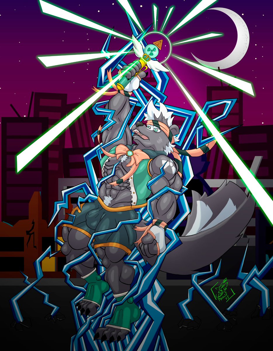 Mi contribución para el conbook de la <a href="/WarningYIFF/">⚠️Warning Yiff 🐻</a>: mi interpretación de Radio, cargado de músculo, poder y magia radioactiva✨
¡Orgulloso de ser parte de este evento increíble!

#WarningYiff #FurryArt #BaraArt #MuscleArt #FanArt #NSFWBara