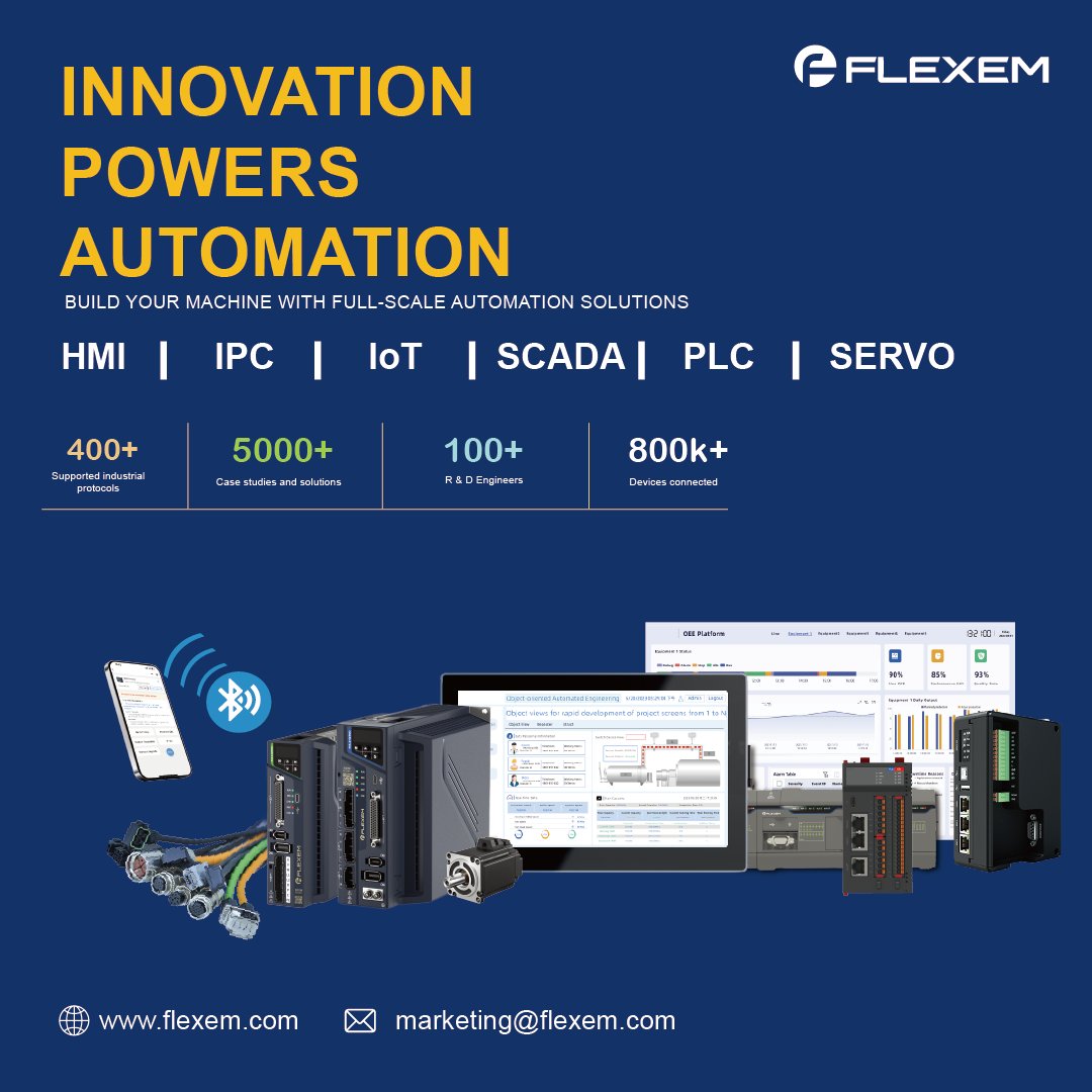 FlexemTech's tweet image. ⚡ Innovation Powers Automation ⚡
From HMI, PLC, Servo, IIoT to SCADA, FLEXEM delivers full-scale automation solutions.

Let’s build the future of automation together 🚀
🌐 flexem.com | 📧 marketing@flexem.com

#FLEXEM #HMI #SERVO #PLC #SCADA #IOT #Gateway #codesys