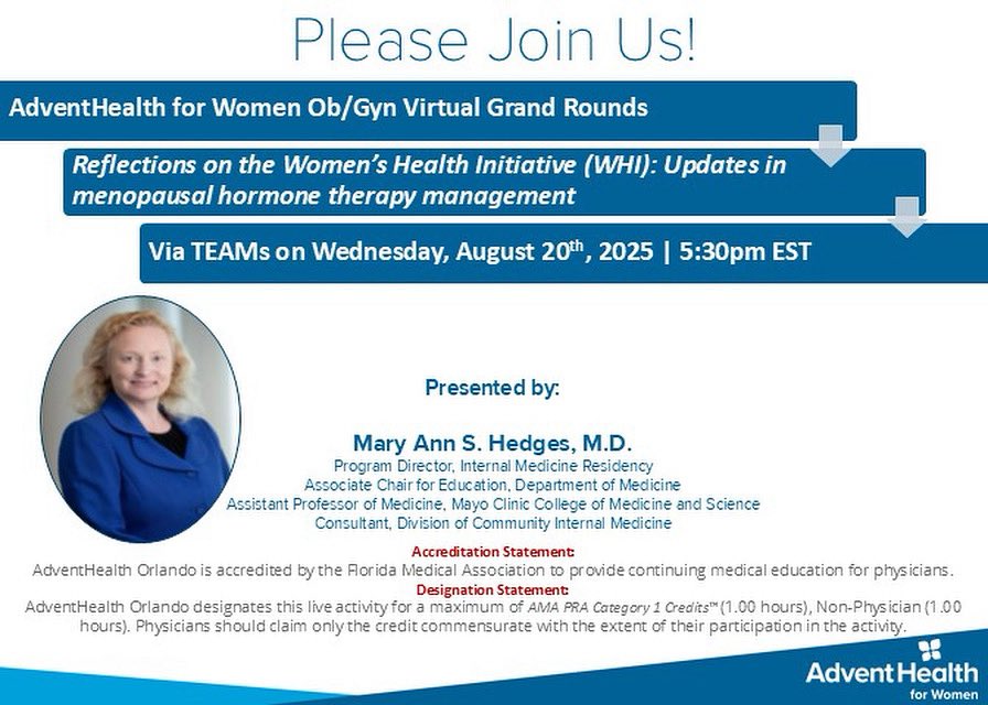 Grateful to <a href="/AdventHealth/">AdventHealth</a> for allowing me to present on this very important topic that affects 100% of women!