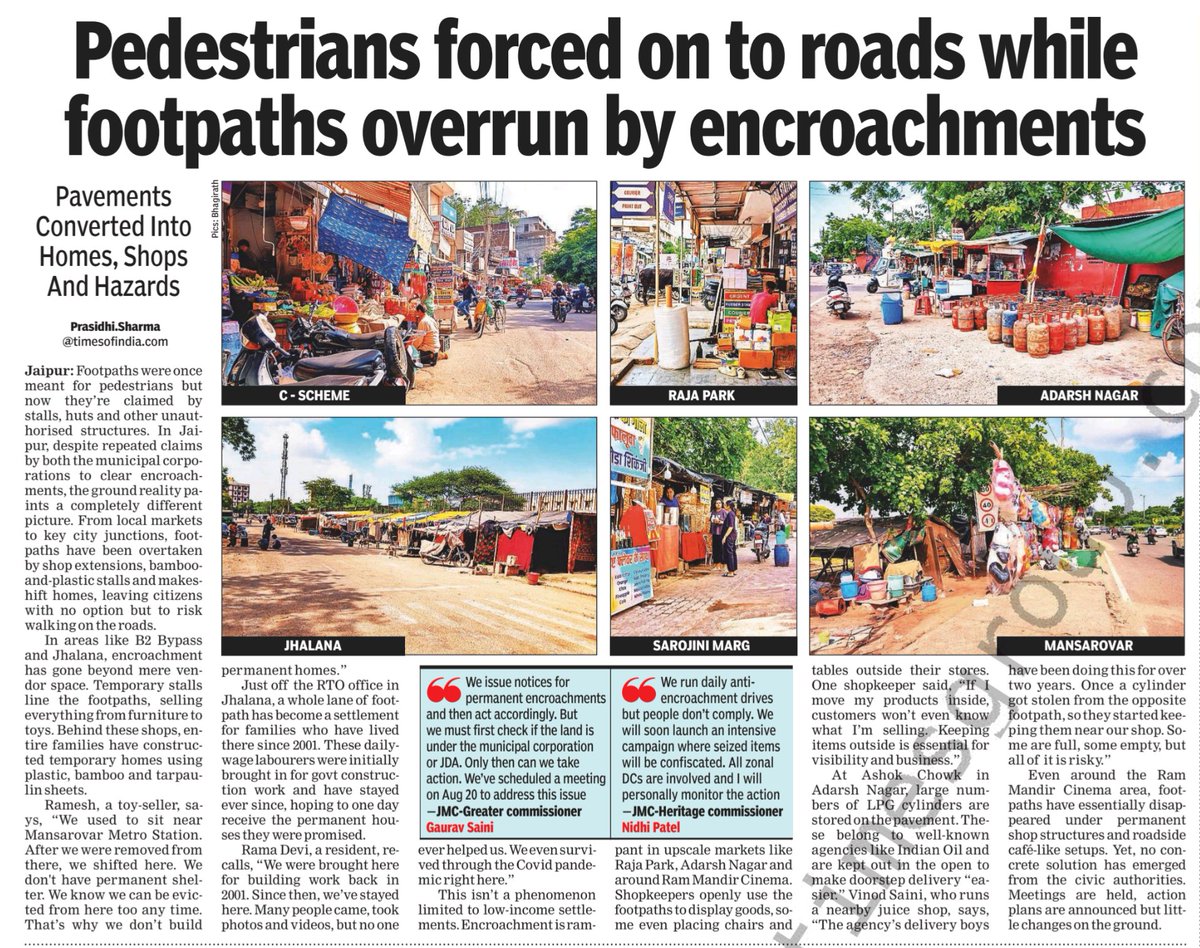 Jaipur’s footpaths are gone – taken over by shops &amp; stalls. People walk on roads and risk their lives. Promises are many, action is zero.
 #Jaipur #Rajasthan
