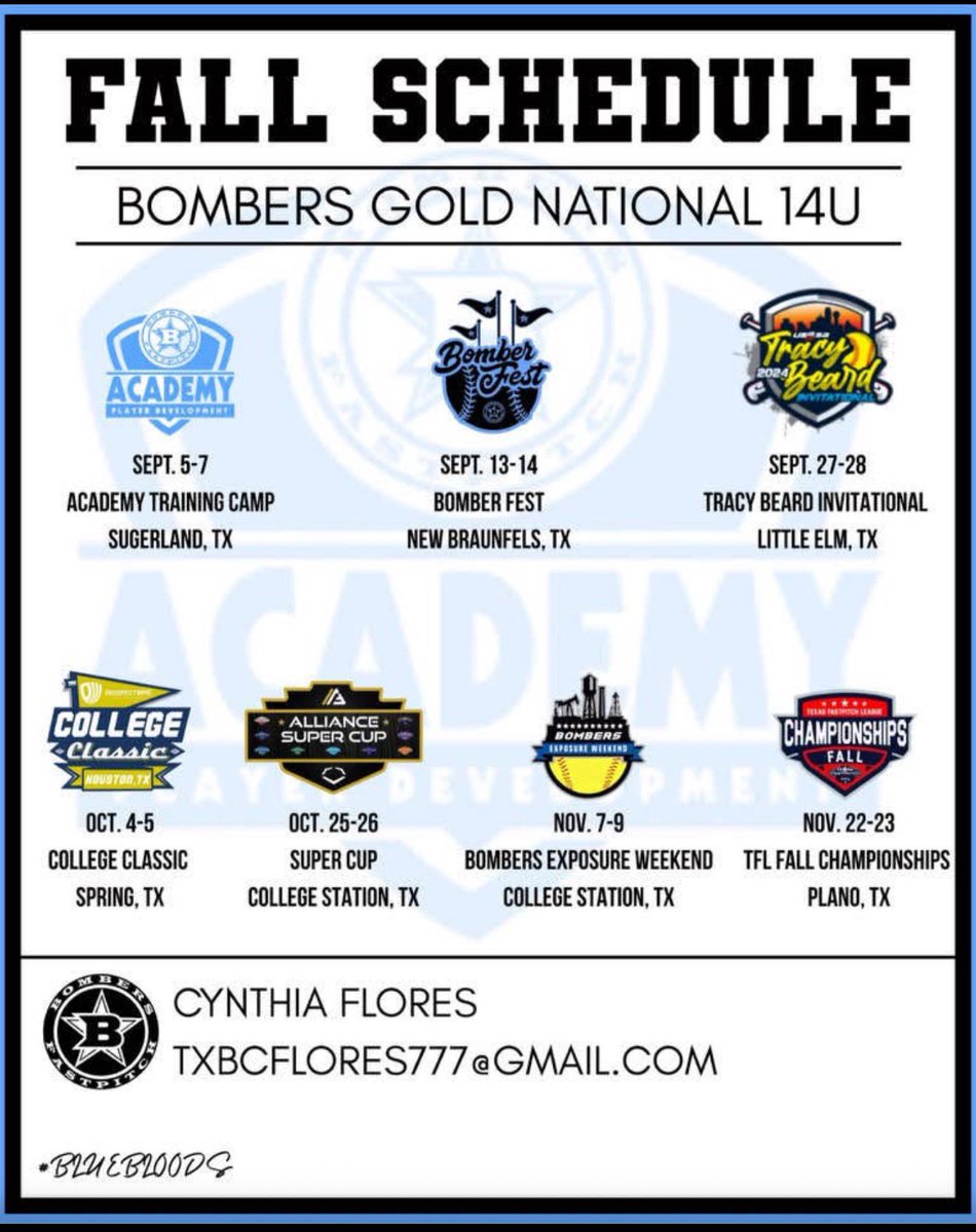 Schedule for the fall season so excited!!!🥳🥎<a href="/BrewerAthletics/">Official Brewer Bears Athletics</a> <a href="/BombersGoldNat/">Bombers Gold National 14u</a> <a href="/CoachFlores777/">Cynthia Flores</a> #brewerbears #freshman #Recruitment