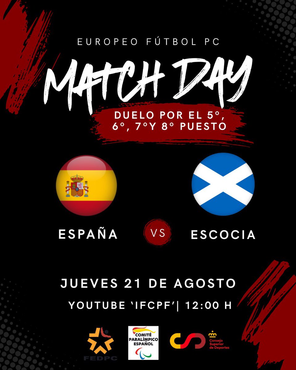 🫡 ¡NO hay TIEMPO para LAMENTACIONES!

🇪🇸🆚🏴󠁧󠁢󠁳󠁣󠁴󠁿

⏰ 12:00 horas (11:00h local)

🤨 Nos quedan dos finales por delante para firmar el OBJETIVO de la QUINTA PLAZA en el Europeo. 

¡VAMOS #TeamEsp🇪🇸!