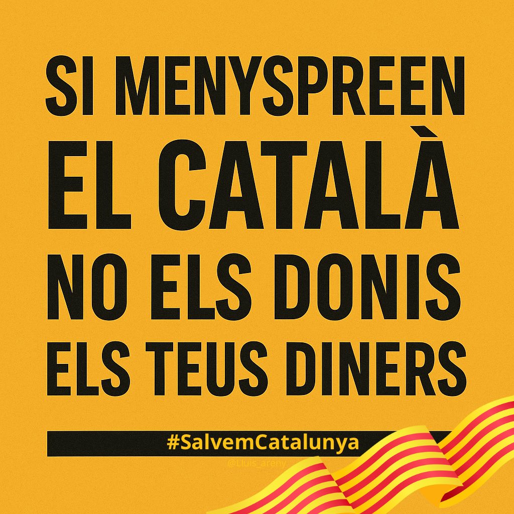 Sentim-nos orgullosos del que som i de la llengua que parlem: el català. La nació que s’agenolla, desapareix. 

Dempeus, catalans!!

#SalvemCatalunya 💙