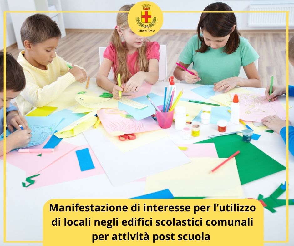 Avviso di manifestazione di interesse rivolto a soggetti interessati ad iniziative post scuola negli edifici scolastici comunali. Scadenza presentazione domanda 29.08.2025. Info tinyurl.com/bpasxd4t