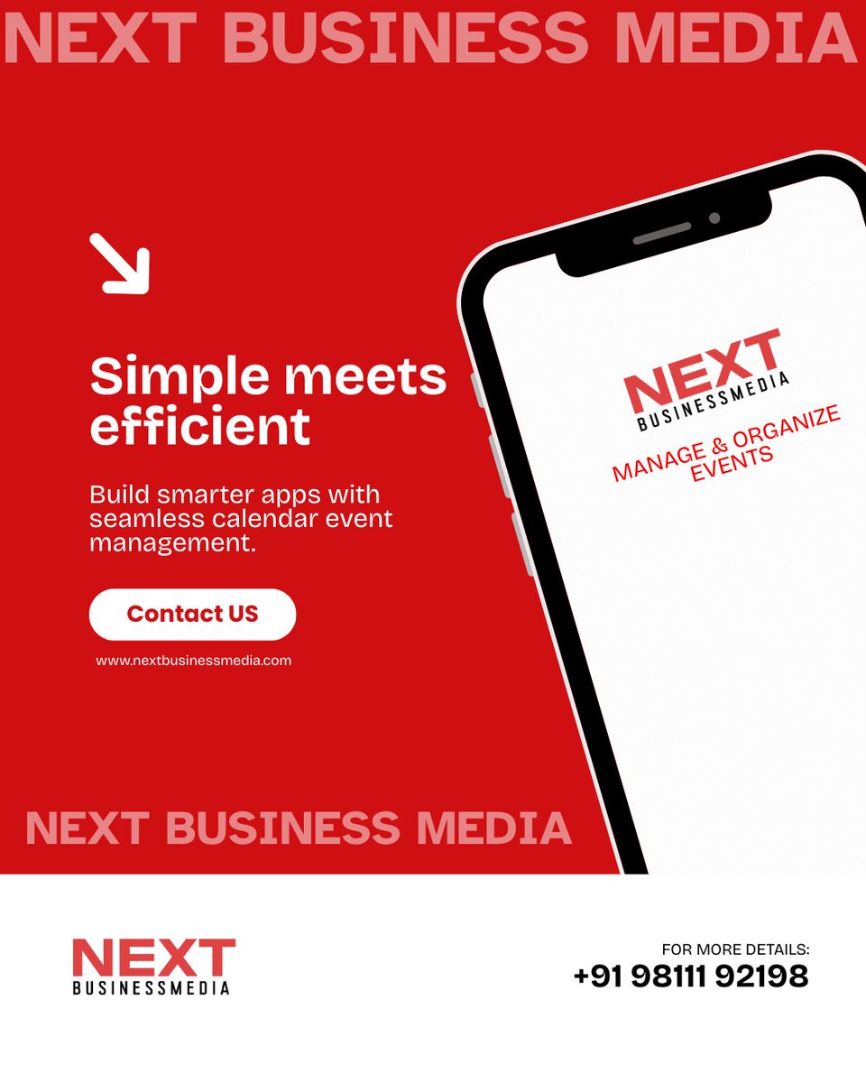 Simple meets efficient.

Say goodbye to event management chaos! Our smarter apps, designed with seamless calendar integration, make organizing a breeze.

Whether it's for business or personal use, manage and organize your events with @nextbusinessmedia