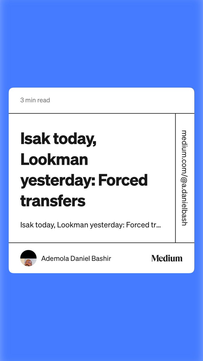 “Isak today, Lookman yesterday: Forced transfers” by Ademola Daniel Bashir this will share more light on the on the ongoing situation medium.com/@a.danielbash/…