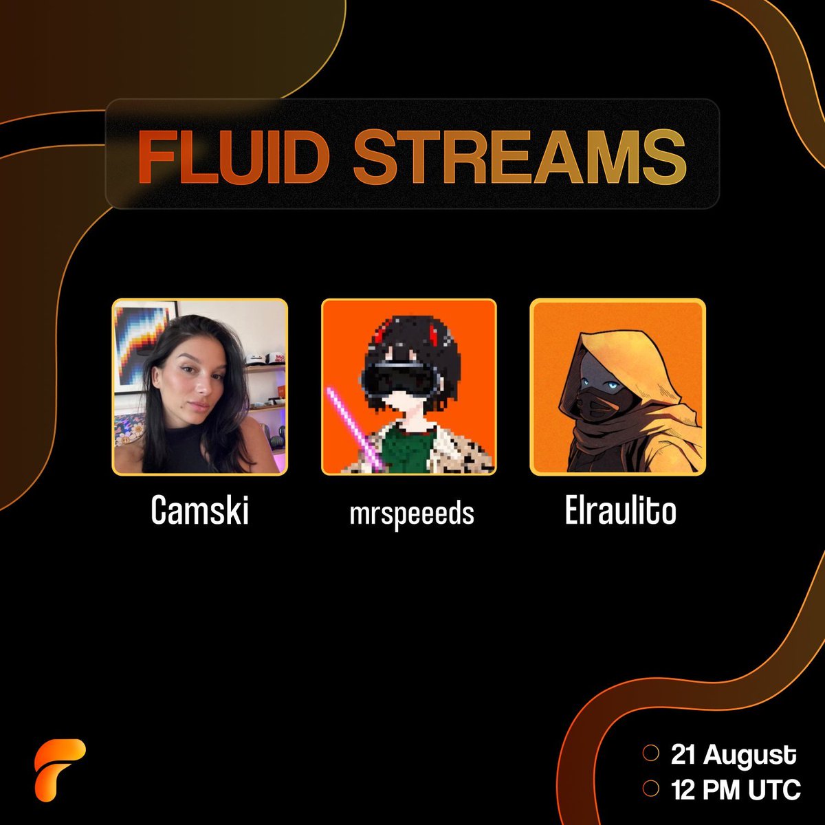 every thursday = <a href="/FluidtokensXBT/">FluidTokens on Bitcoin</a> stream day.

project talk, ordinals, alkanes &amp; the btc eco.

12 UTC today, hang out with:
> <a href="/camskiiii/">Camski</a>
> <a href="/mrspeeeds/">888</a>
> <a href="/ElRaulito_cnft/">elraulito</a> 

this time: developments in the btc space.