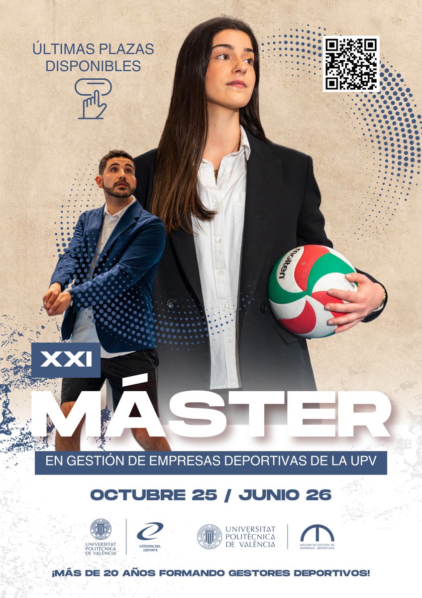 Lidera el futuro de la gestión deportiva

El Máster en Gestión de Empresas Deportivas de la UPV abre sus puertas en su XXI edición.

✅ Últimas plazas disponibles

📅 Octubre 2025 – Junio 2026

🔗 Reserva tu plaza ahora en: mastergestiondeportivaupv.com