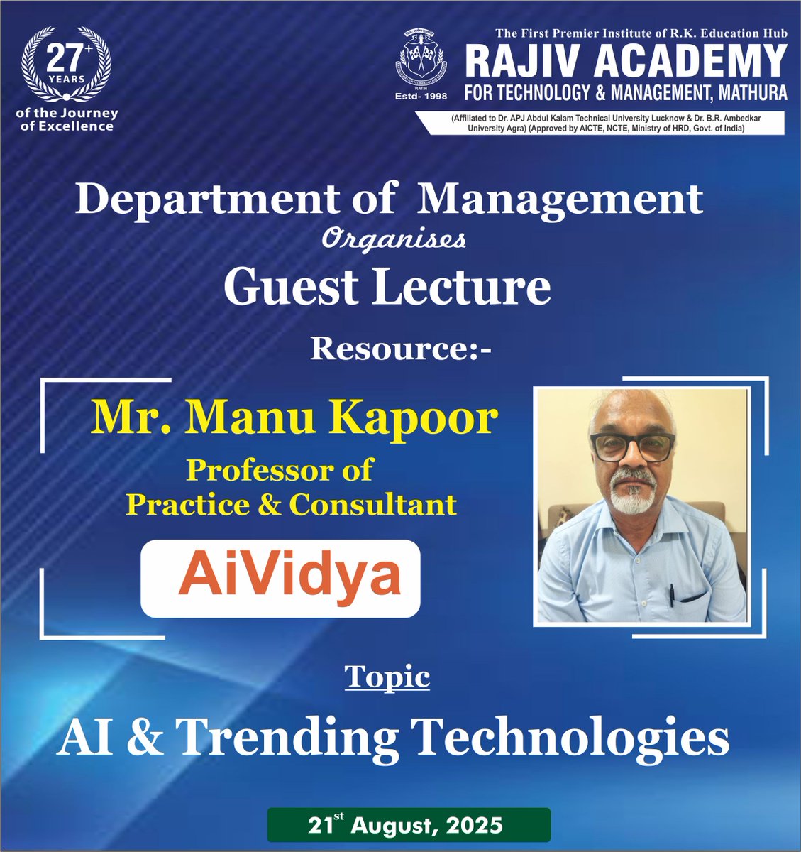 RATM_Mathura's tweet photo. #Guest Lecture #BBA #AI
#Admissionopen #Rajivacademy #bestinstituteinmathura
#CareerAtRatm #AdmissionOpen #Admission2025
#Apply Now at https://t.co/e0VE3HdvSO
Call: 9997596633
https://t.co/FscVXV2uHw
https://t.co/numR63otHK
https://t.co/U8CeW2vaem
https://t.co/3tZ5qGB3LF https://t.co/H5oRSkfTlY