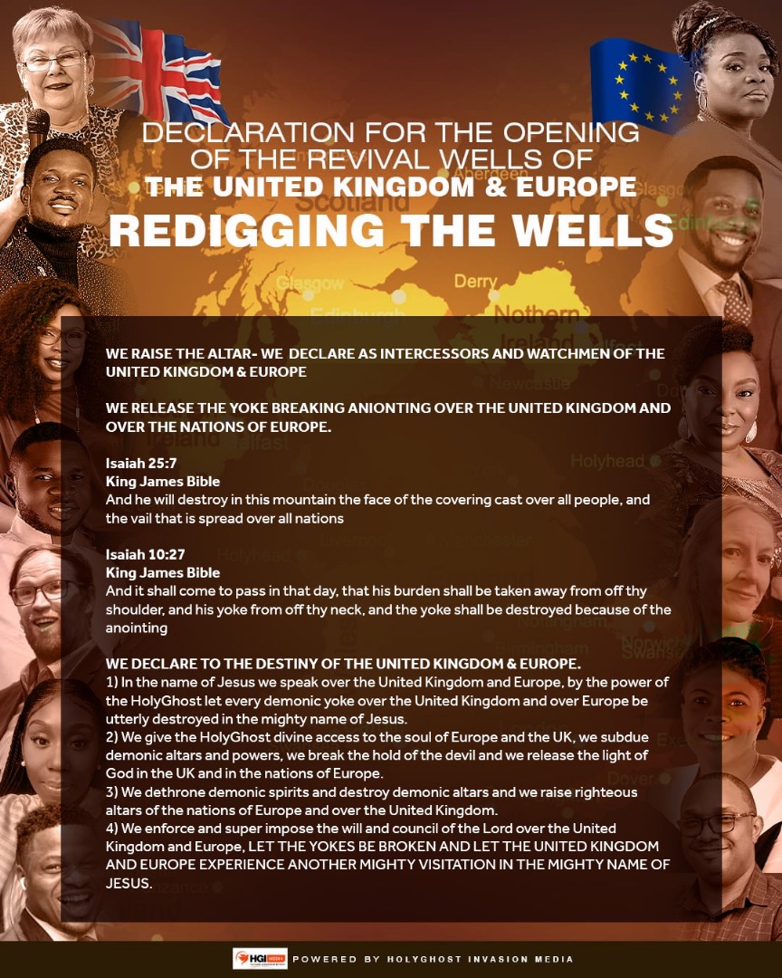 EzekiellaSam's tweet image. WE DECLARE TO THE #unitedkingdom AND THE NATIONS OF #europe, LET THE ANIONTING OF THE HOLYGHOST BREAK EVERY GRIP OF THE DEVIL OVER YOU AND LET THERE BE ANOTHER MIGHTY VISITATION OVER YOU IN THE MIGHTY NAME OF JESUS

#REDIGGINGTHEWELLS
#kingdom
#unitedkingdom 
#europe