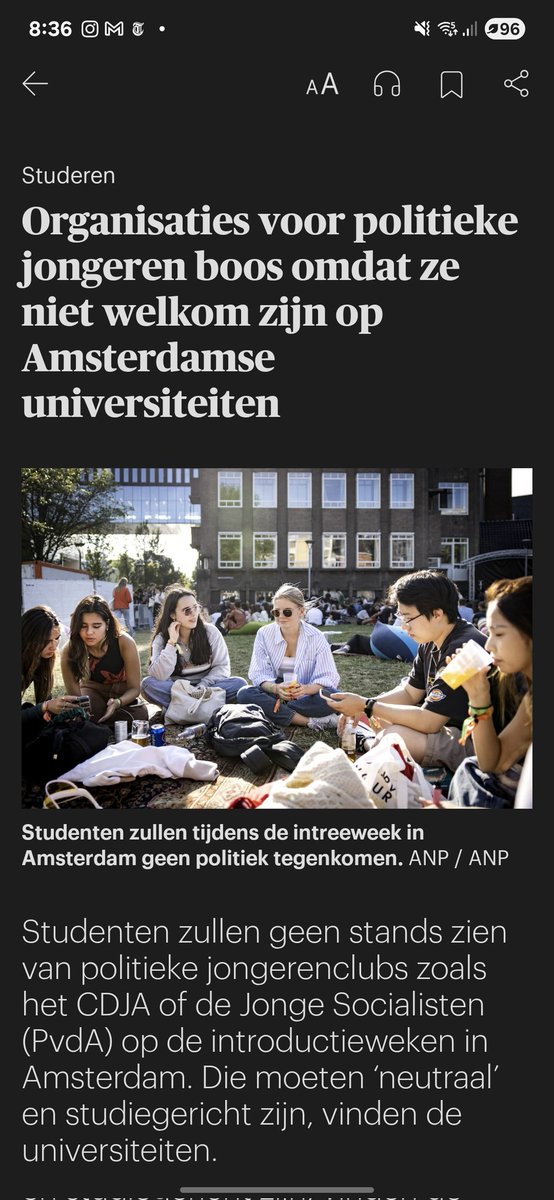 vanvliet_justin's tweet photo. Ook Trouw schenkt aandacht aan ons statement als gezamenlijke PJO’s. Het @CDJA staat voor vorming, diversiteit en verbinding. Juist daarom moeten we als PJO’s een plek hebben op de introweken.
#cdja #cda #pjo #Amsterdam https://t.co/oVE5UsAYKj