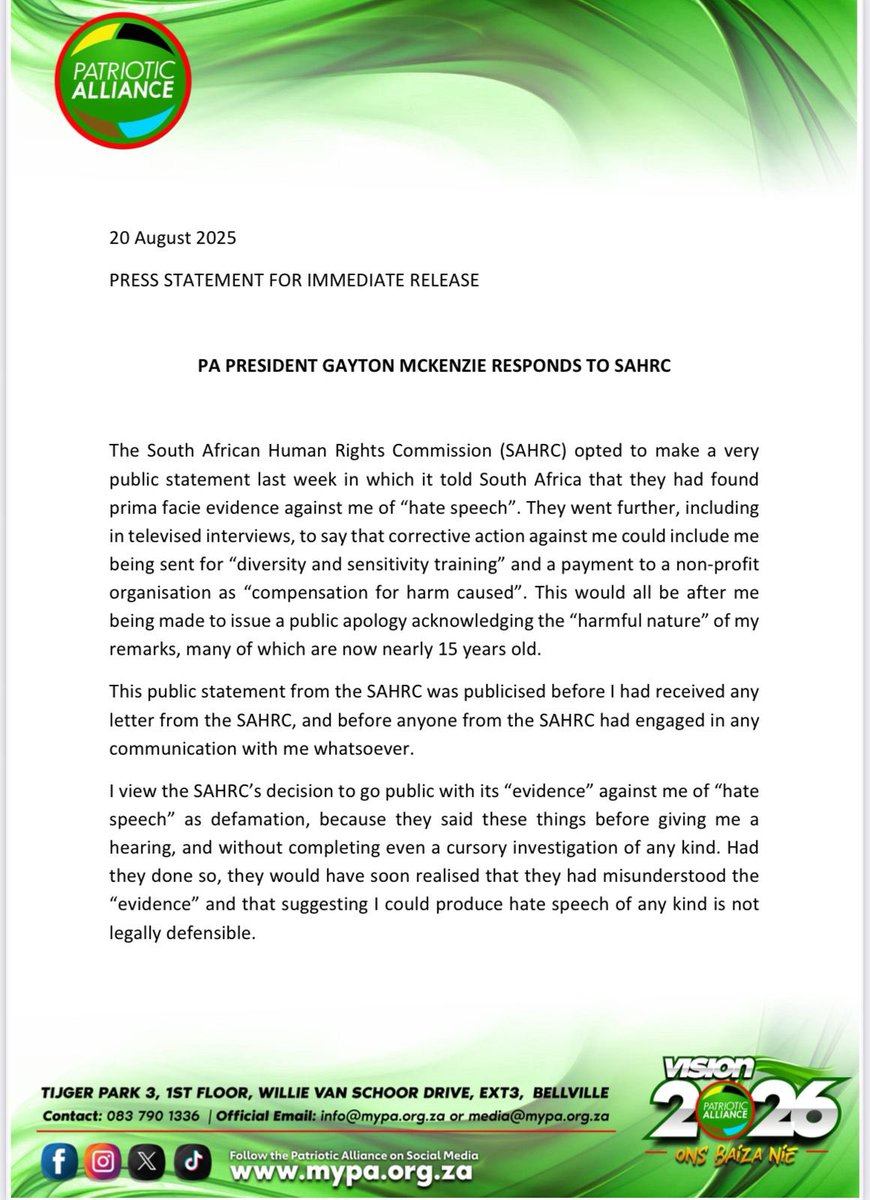 Patriotic Alliance tweet media