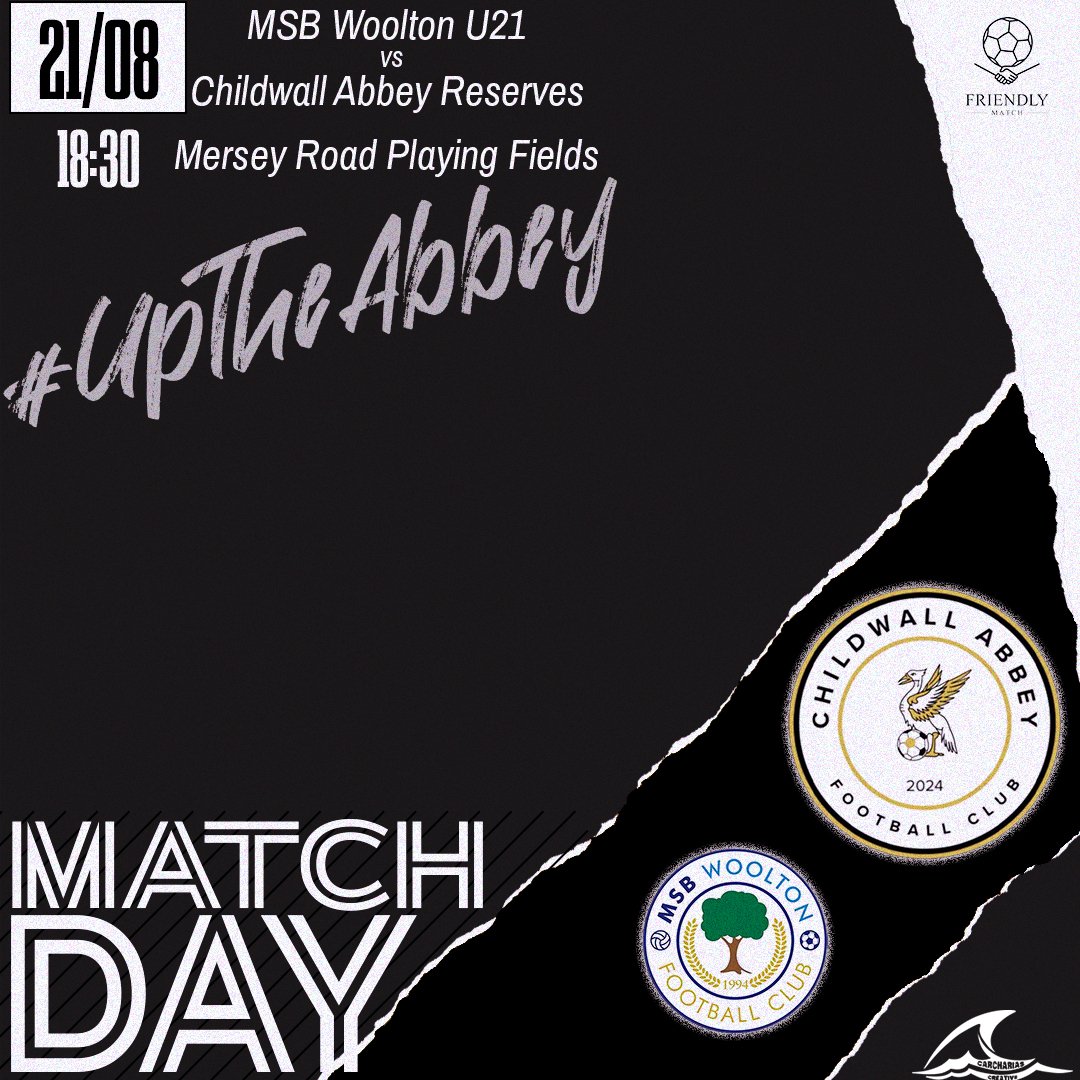 ChildwalAbbeyFC's tweet photo. Reserves match later Vs Woolton u21s

6:30pm KO on Mersey road ⚽⚽

Sponsored by 
Childwall Abbey Hotel 
Ashcroft Plastering  
Calisa Coffee Shop https://t.co/j1IFLgYqUz